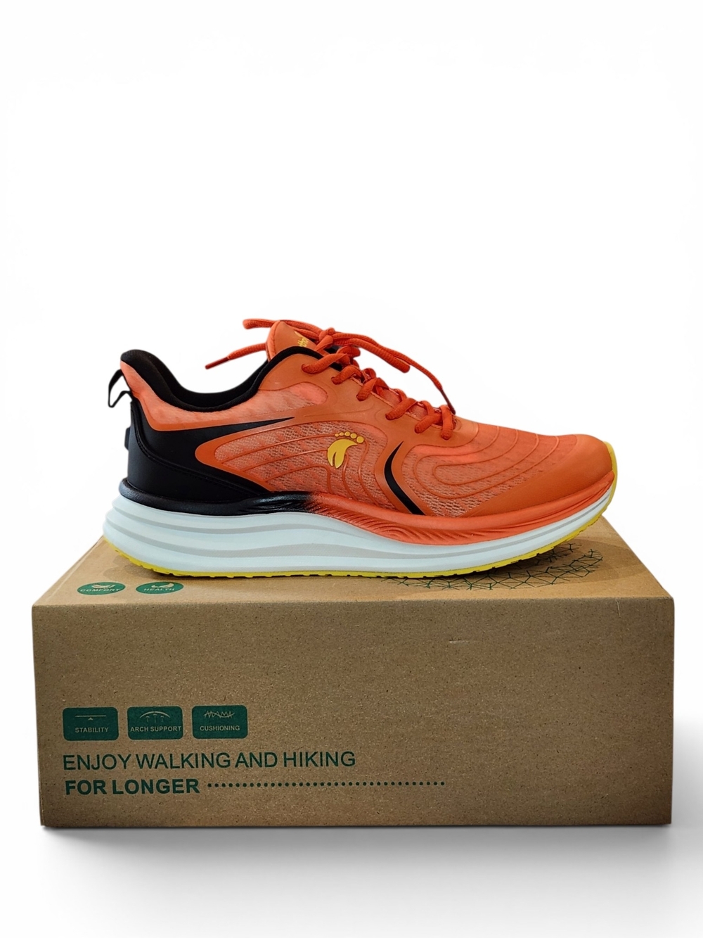 Orange Performance Running Shoe with Black Heel Detail